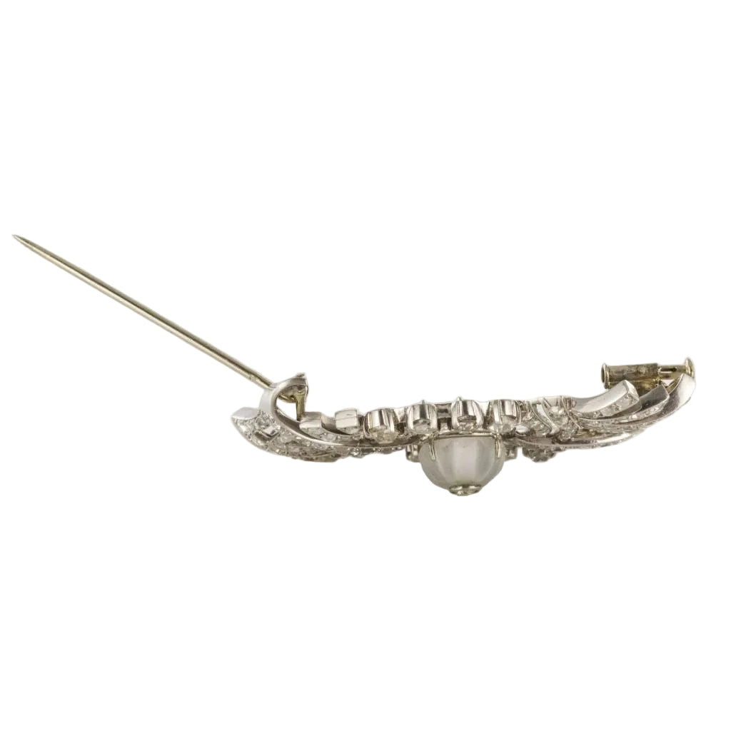 Broche ART DÉCO Rectangulaire en platine et or blanc - Castafiore