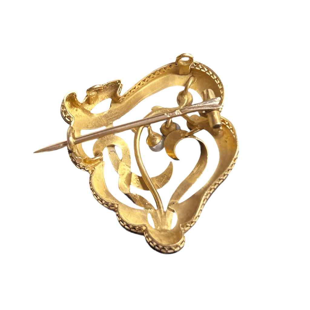 Broche Art Nouveau en or jaune et perles - Castafiore