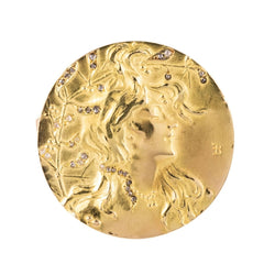 Broche art nouveau or et diamants taillés en rose - Castafiore