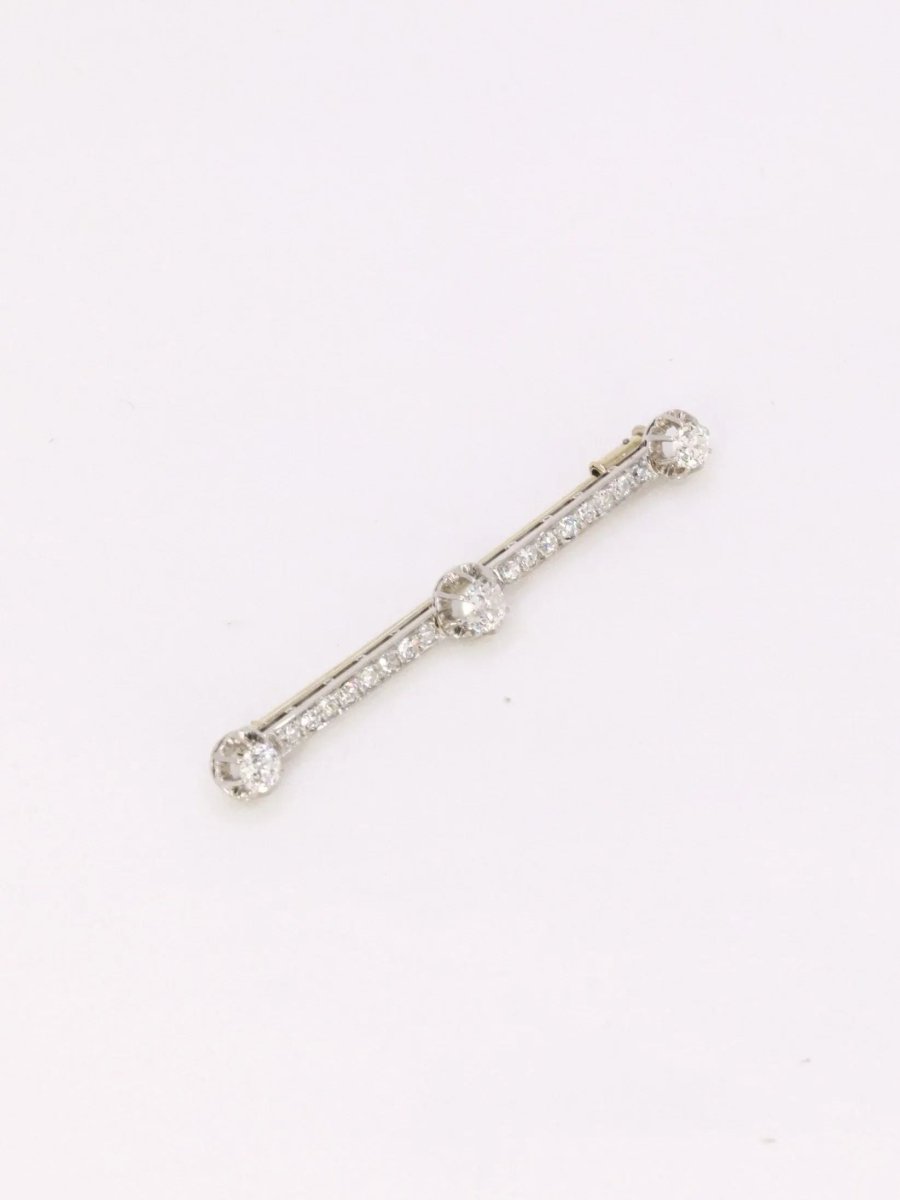 Broche barette Art - Déco diamants taille ancienne - Castafiore