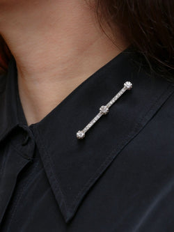 Broche barette Art - Déco diamants taille ancienne - Castafiore