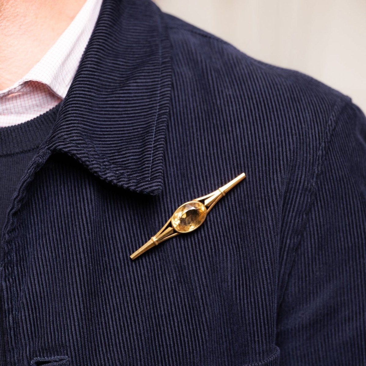 Broche Barette en or jaune et citrine facettée - Castafiore