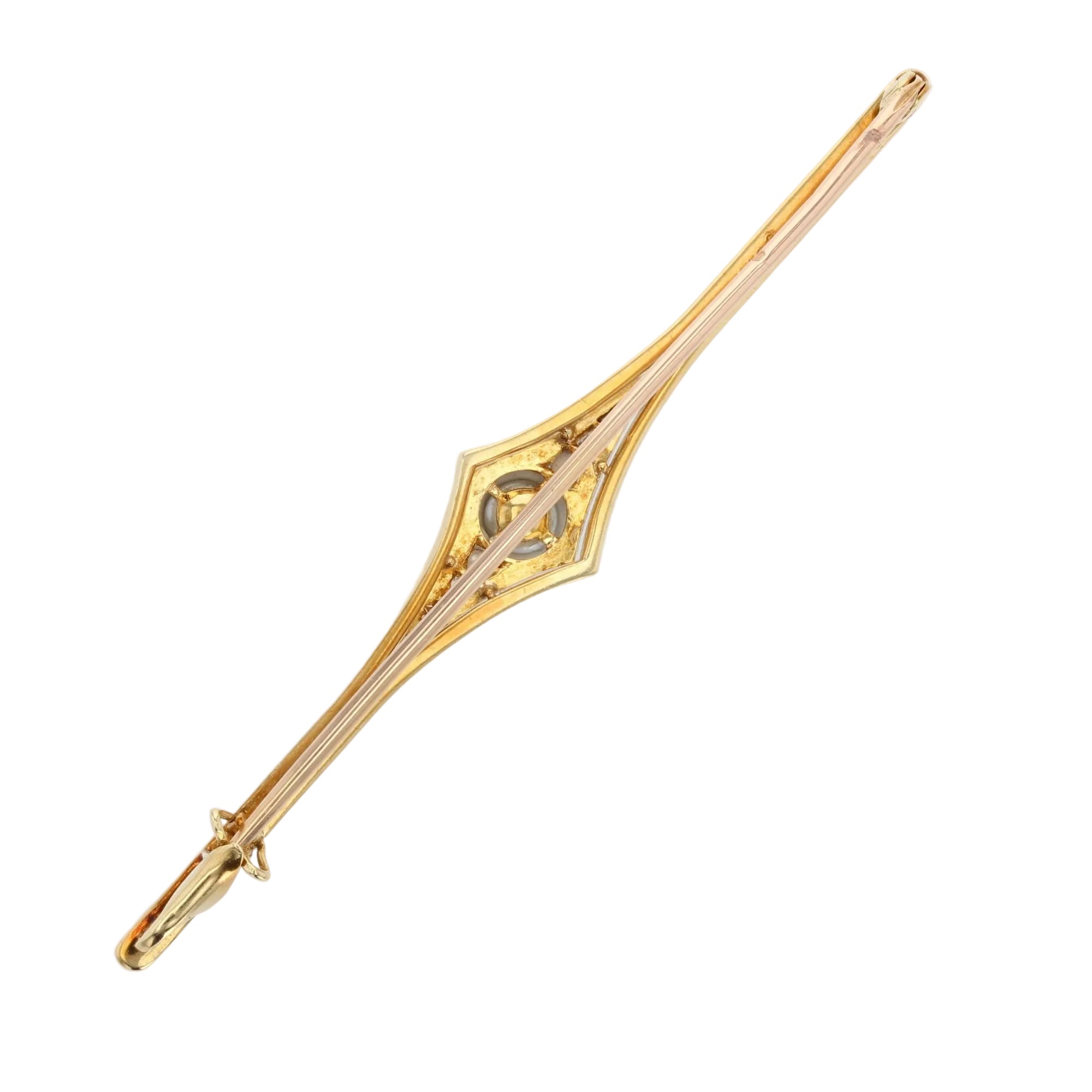 Broche barrette ancienne perle fine diamants