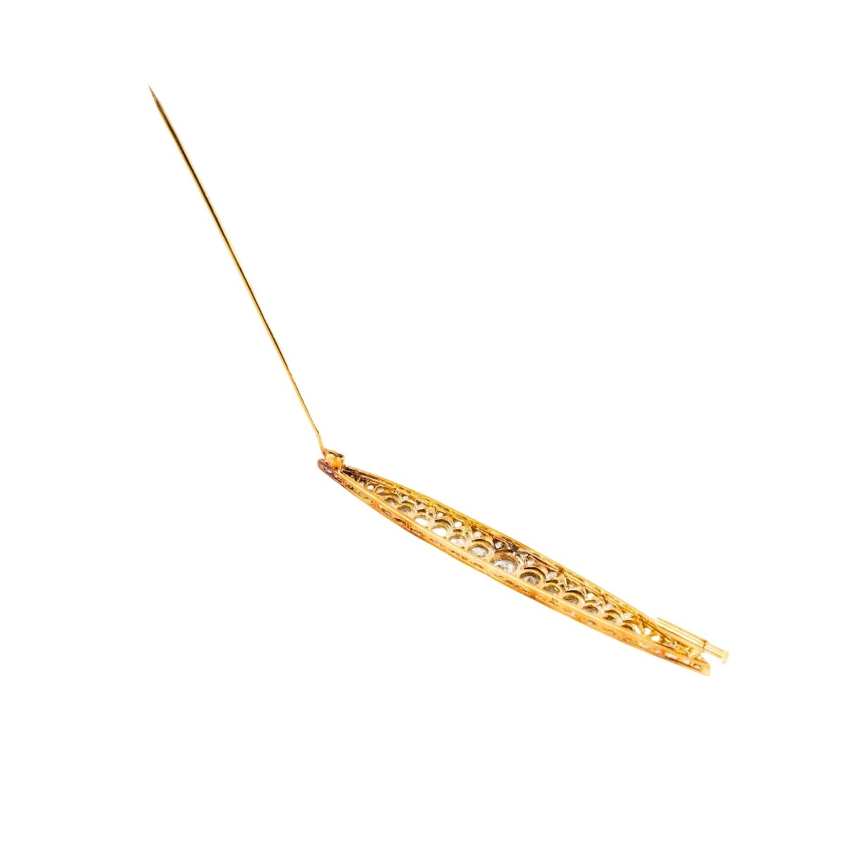 Broche Barrette Art Déco en or jaune, platine et diamants - Castafiore