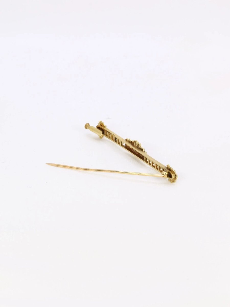 Broche barrette Art Nouveau or jaune perles fines - Castafiore