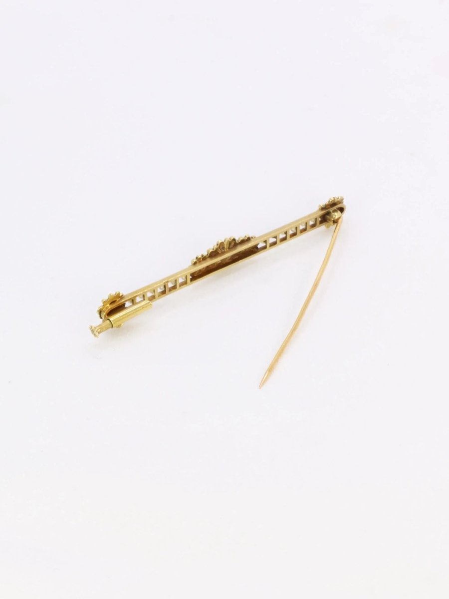 Broche barrette Art Nouveau or jaune perles fines - Castafiore
