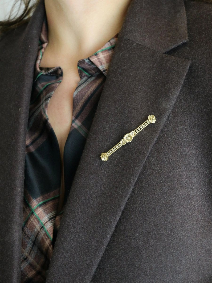 Broche barrette Art Nouveau or jaune perles fines - Castafiore