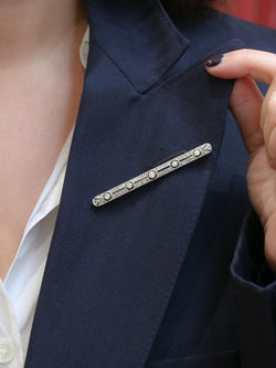 Broche barrette Belle Epoque en or et diamants Old European Cut - Castafiore
