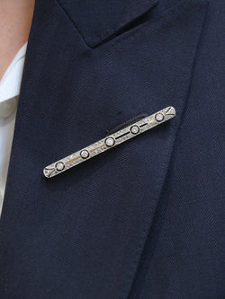 Broche barrette Belle Epoque en or et diamants Old European Cut - Castafiore