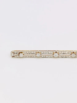 Broche barrette Belle Epoque en or et diamants Old European Cut - Castafiore