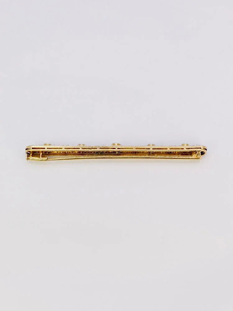 Broche barrette Belle Epoque en or et diamants Old European Cut - Castafiore