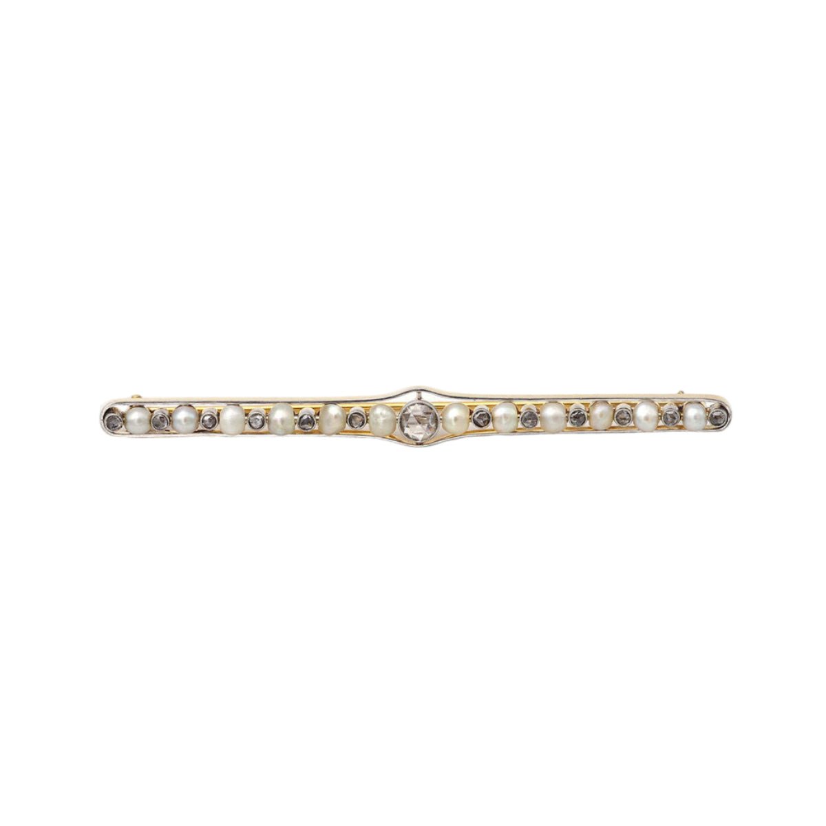 Broche Barrette en jaune, platine, perles et diamants - Castafiore