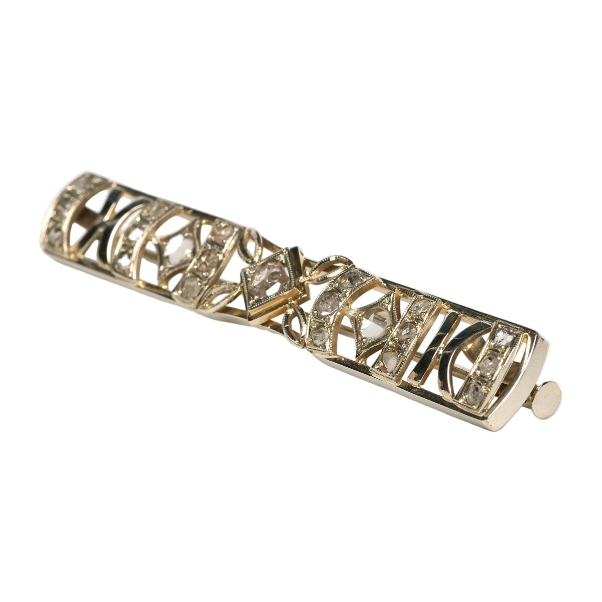 Broche Barrette en or blanc et diamants - Castafiore
