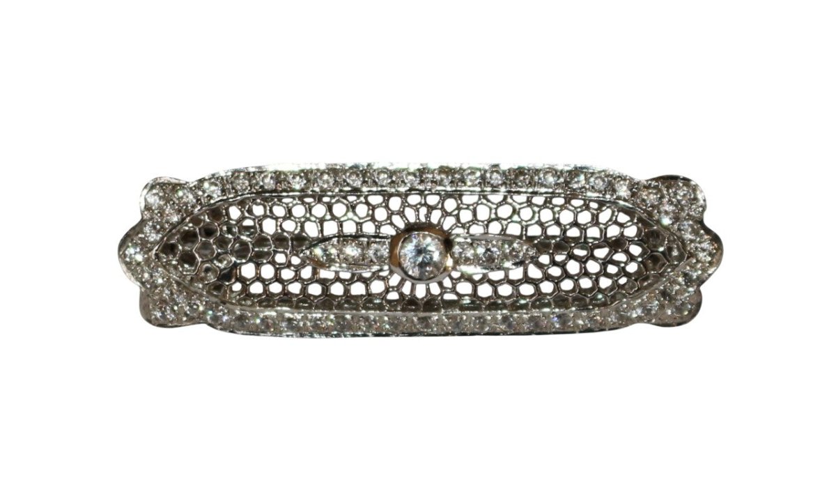 Broche Barrette en or blanc et diamants - Castafiore