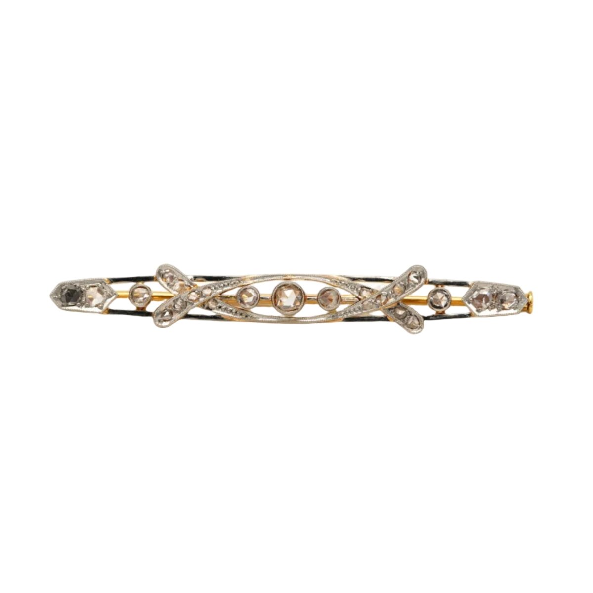 Broche Barrette en or blanc, or jaune et diamants - Castafiore