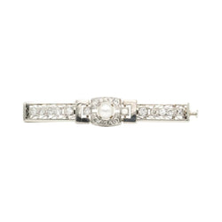 Broche Barrette en or blanc, perle et diamants - Castafiore