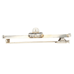 Broche Barrette en or blanc, perle, saphirs et diamant - Castafiore