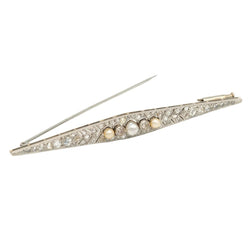 Broche Barrette en or blanc, perles et diamants - Castafiore