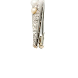 Broche Barrette en or blanc, perles et diamants - Castafiore