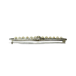Broche Barrette en or blanc, perles, et diamants - Castafiore