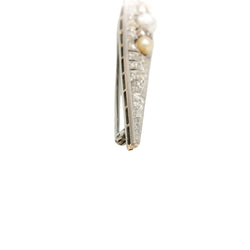 Broche Barrette en or blanc, perles et diamants - Castafiore
