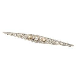 Broche Barrette en or blanc, perles et diamants - Castafiore