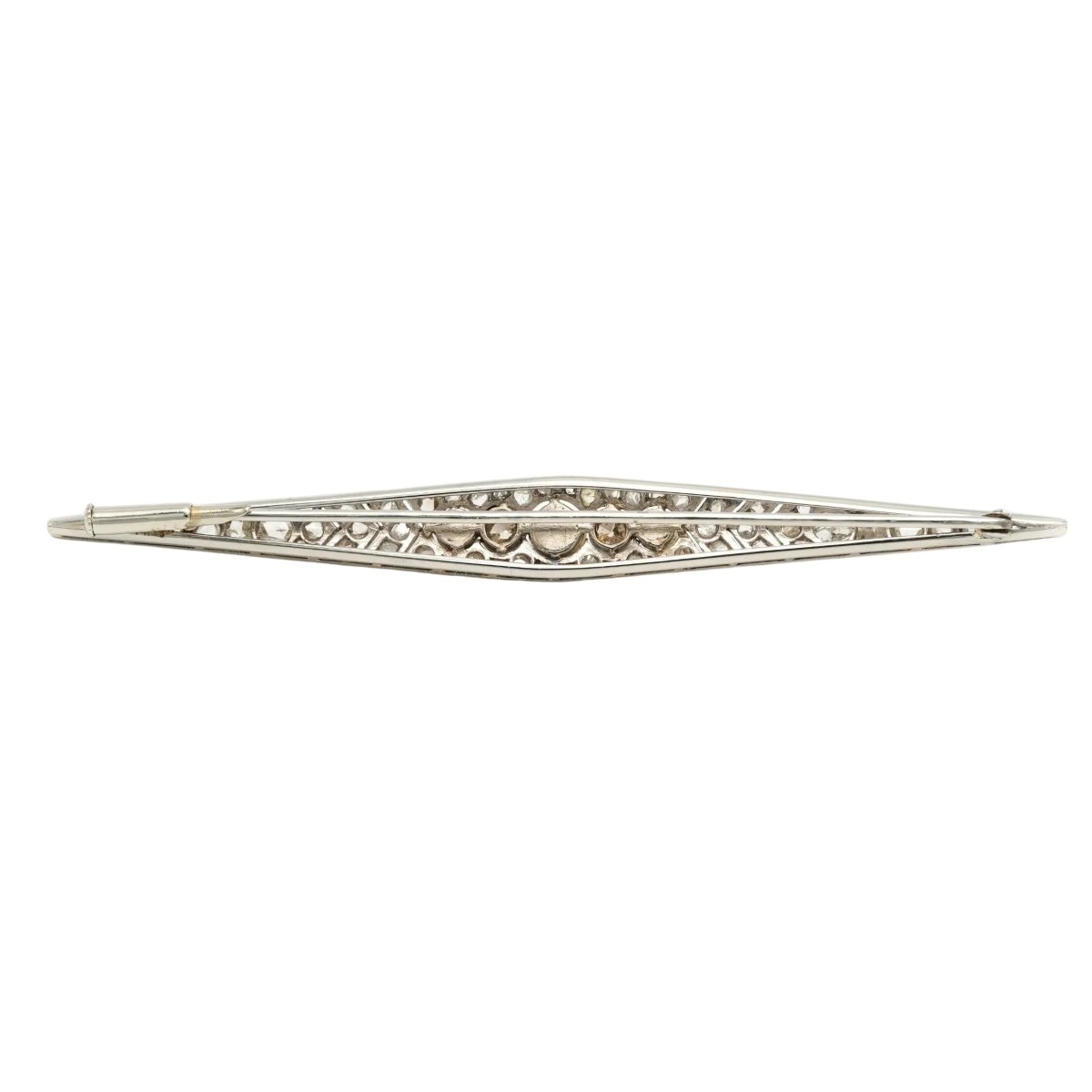 Broche Barrette en or blanc, perles et diamants - Castafiore
