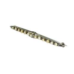 Broche Barrette en or blanc, perles, et diamants - Castafiore