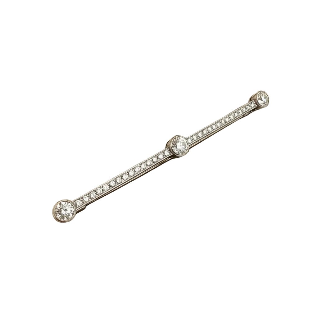 Broche Barrette en or blanc, platine et diamants - Castafiore