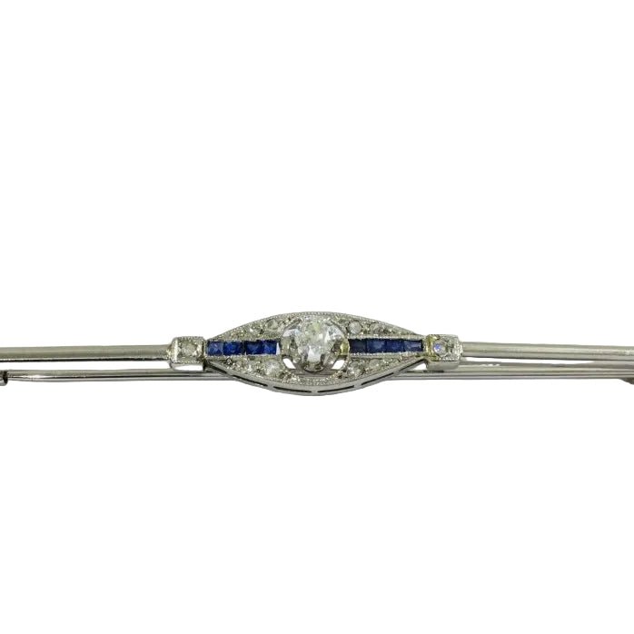 Broche Barrette en or blanc, saphirs et diamants - Castafiore
