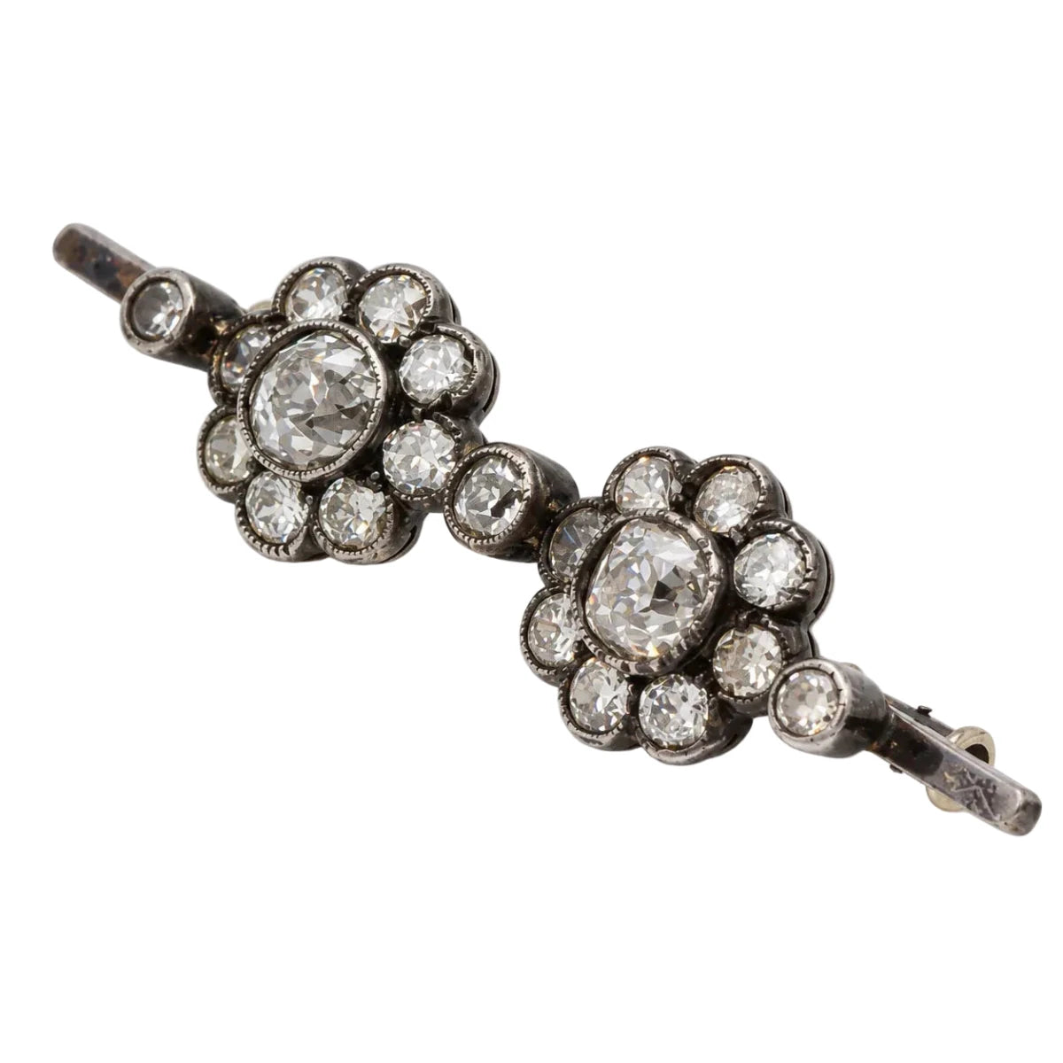 Broche Barrette en or jaune, argent et diamants - Castafiore