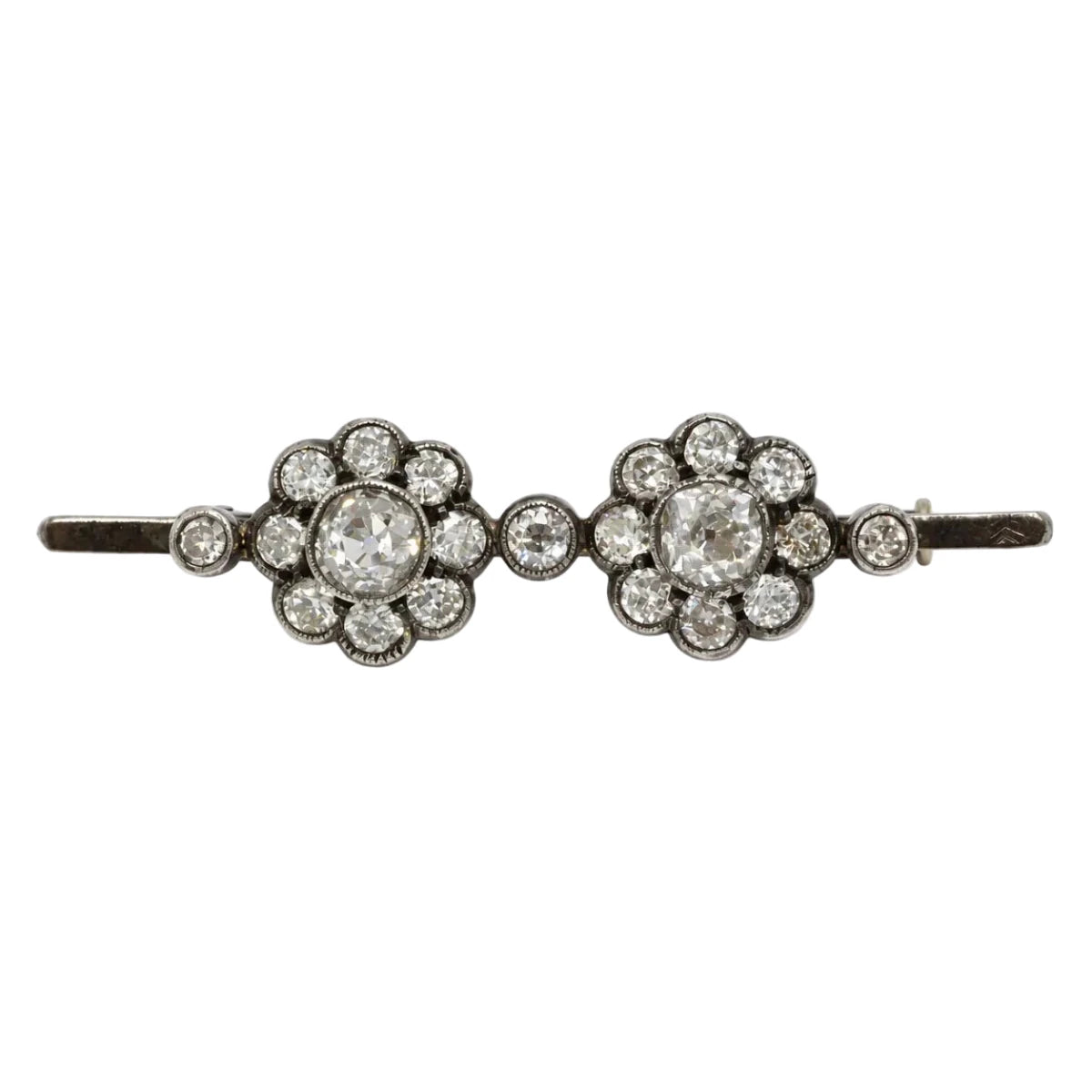Broche Barrette en or jaune, argent et diamants - Castafiore