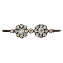 Broche Barrette en or jaune, argent et diamants - Castafiore