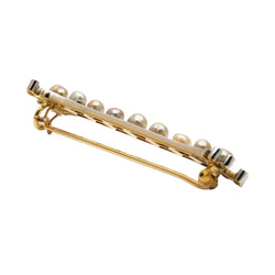 Broche Barrette en or jaune, argent, perles et diamants - Castafiore