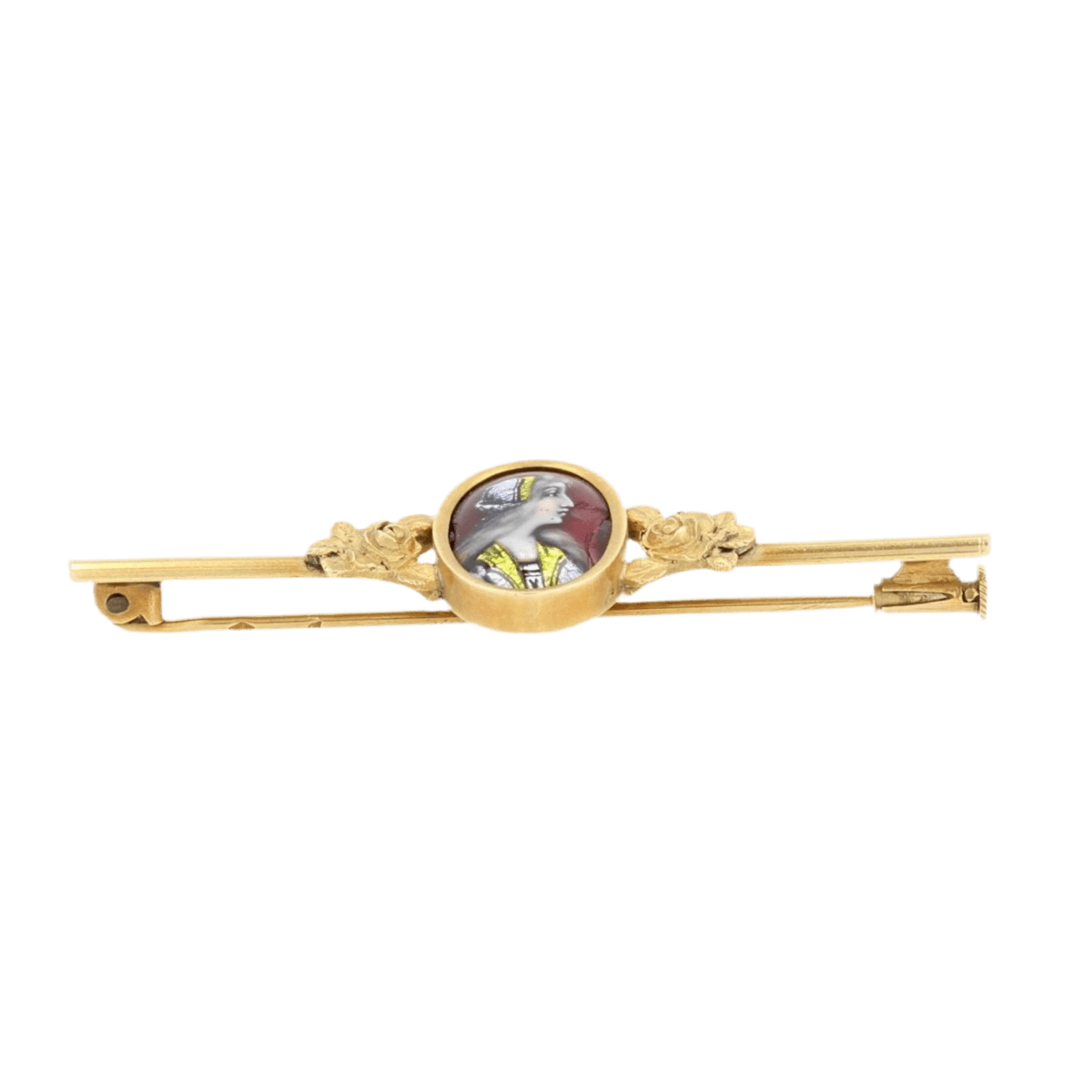 Broche Barrette en or jaune et émail - Castafiore