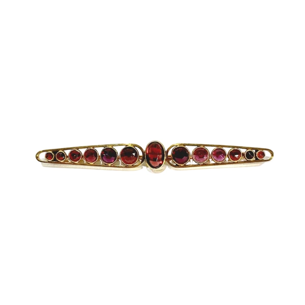 Broche Barrette en or jaune et grenats - Castafiore