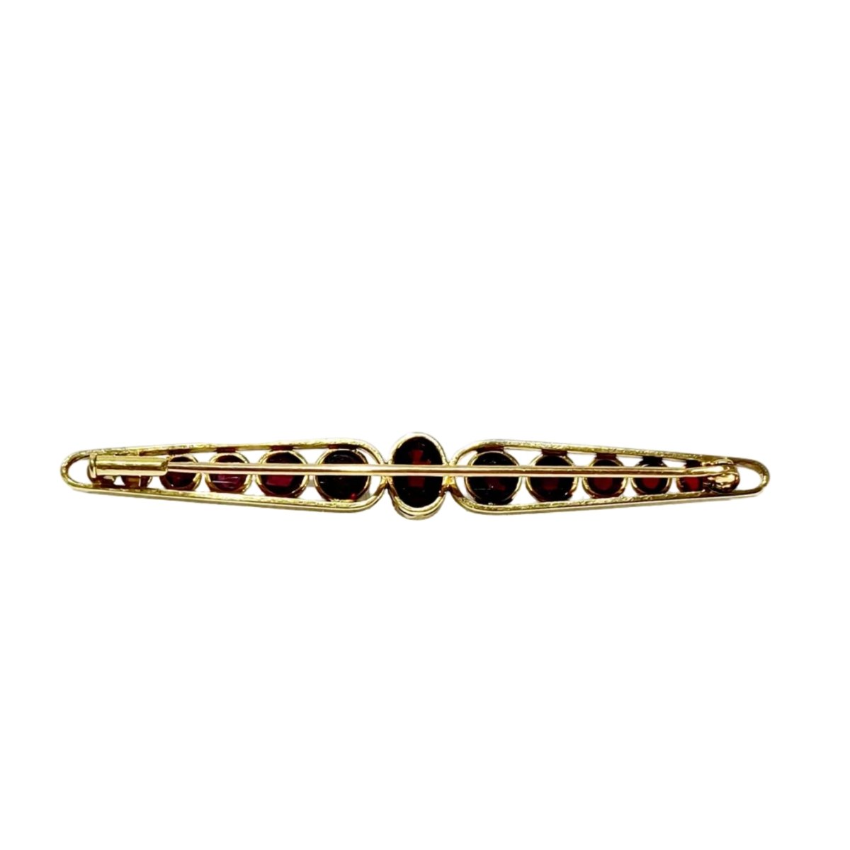 Broche Barrette en or jaune et grenats - Castafiore