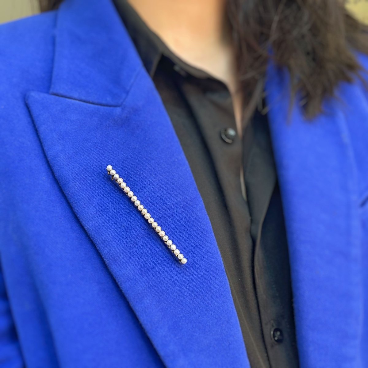 Broche barrette en or jaune et perles - Castafiore