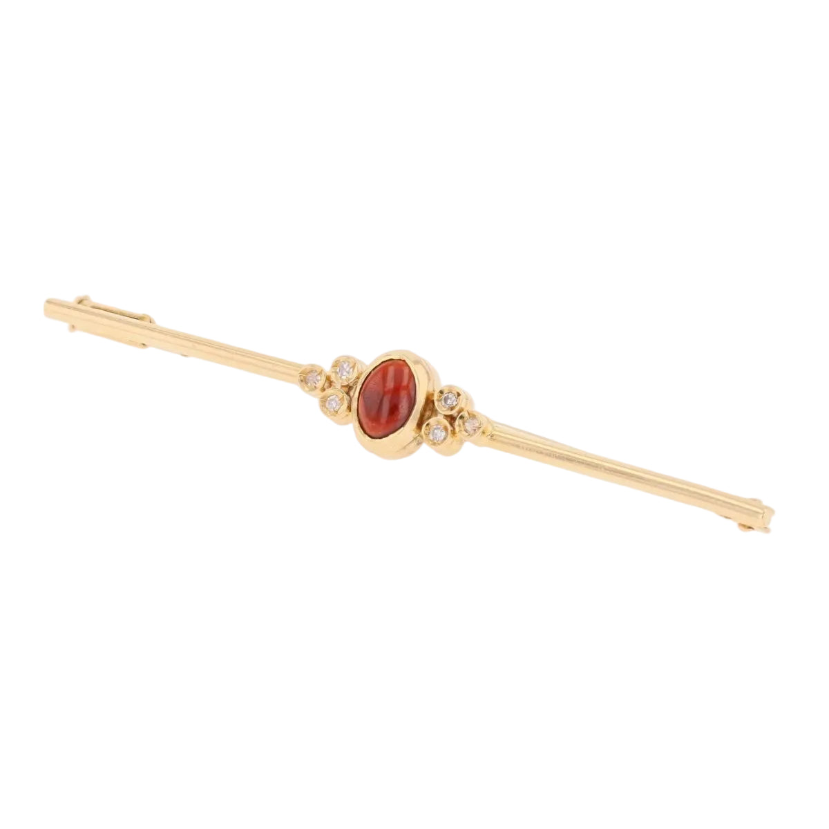 Broche Barrette en or jaune, grenat et diamants - Castafiore