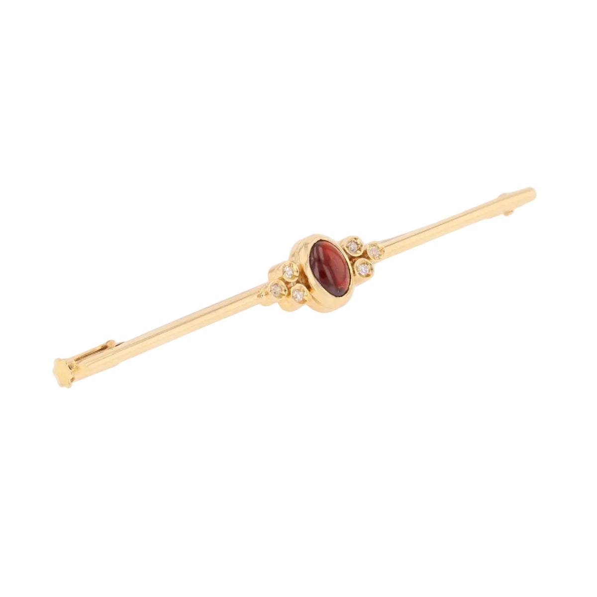Broche Barrette en or jaune, grenat et diamants - Castafiore