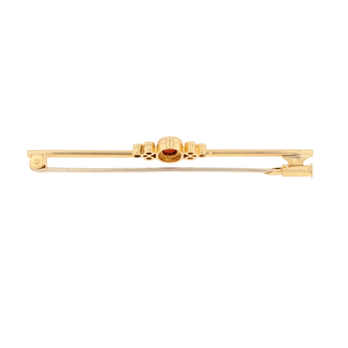 Broche Barrette en or jaune, grenat et diamants - Castafiore
