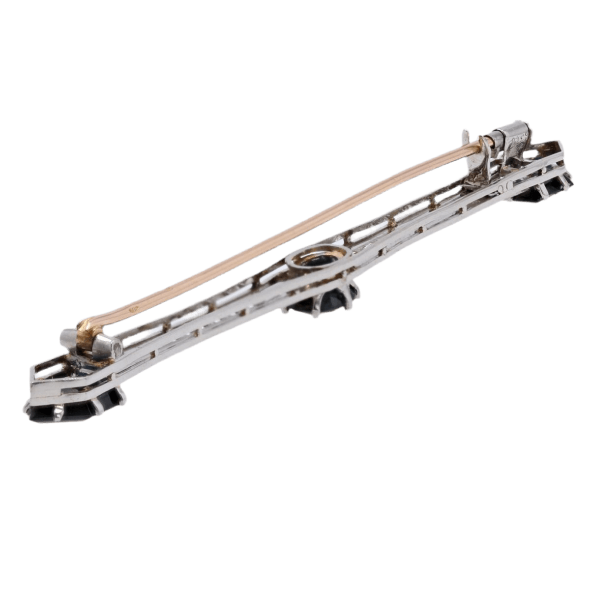 Broche Barrette en or jaune, or blanc, saphirs et diamants - Castafiore