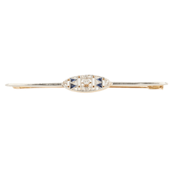 Broche Barrette en or jaune, or blanc, saphirs et diamants - Castafiore