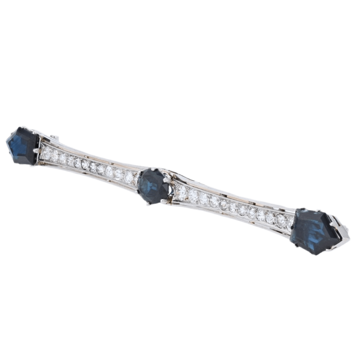 Broche Barrette en or jaune, or blanc, saphirs et diamants - Castafiore