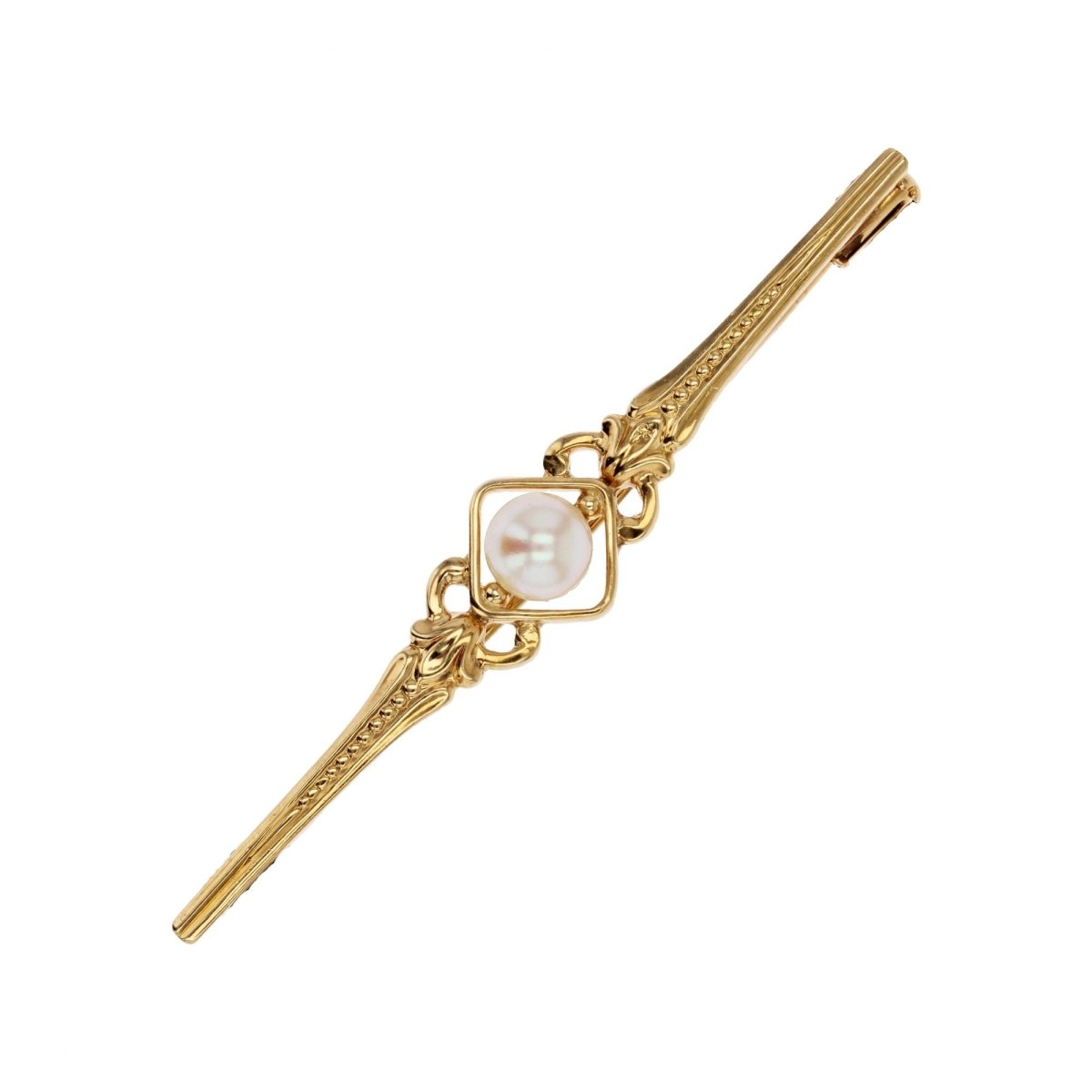 Broche barrette en or jaune perle de culture - Castafiore