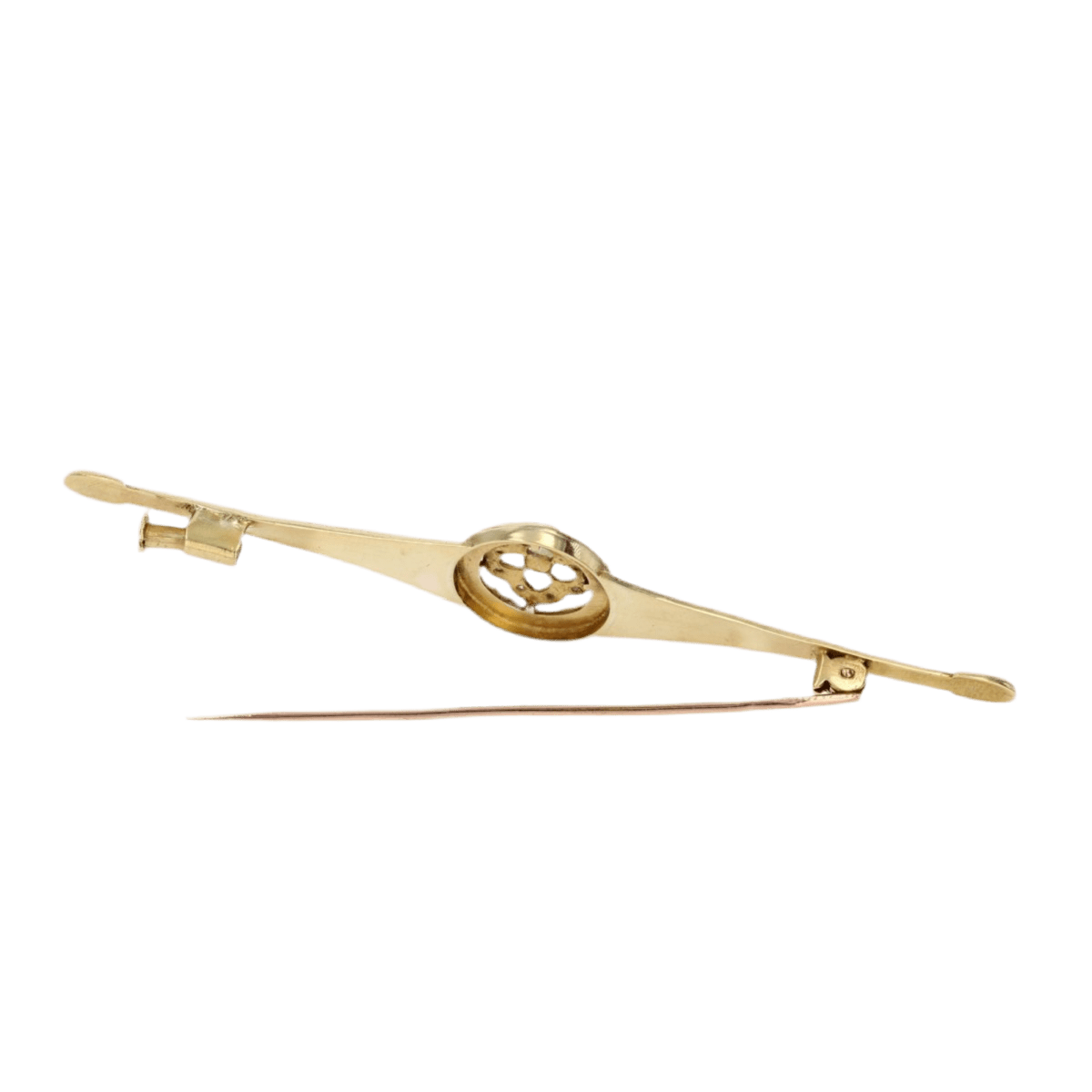 Broche Barrette en or jaune, perle et diamants - Castafiore