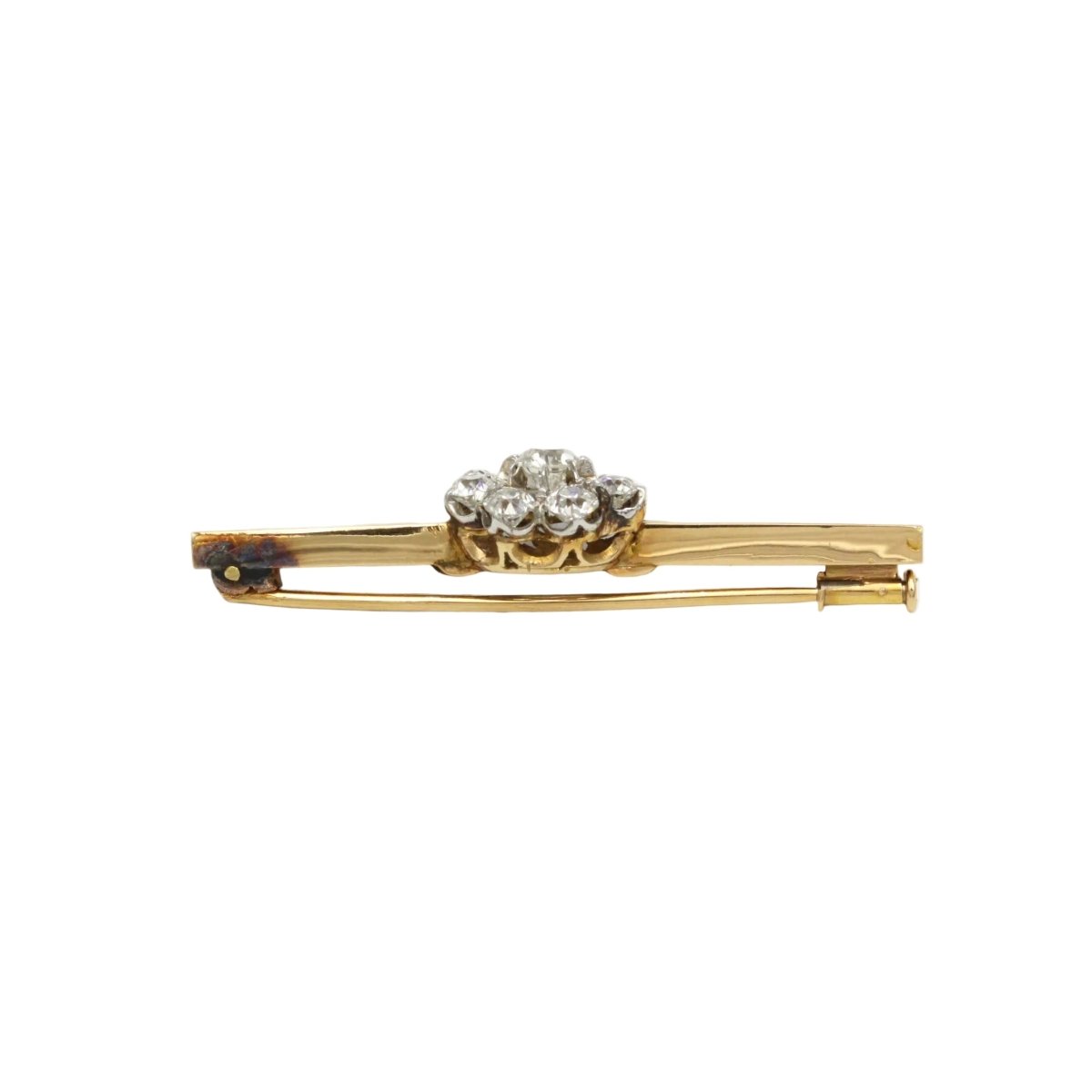 Broche Barrette en or jaune, platine et diamants - Castafiore