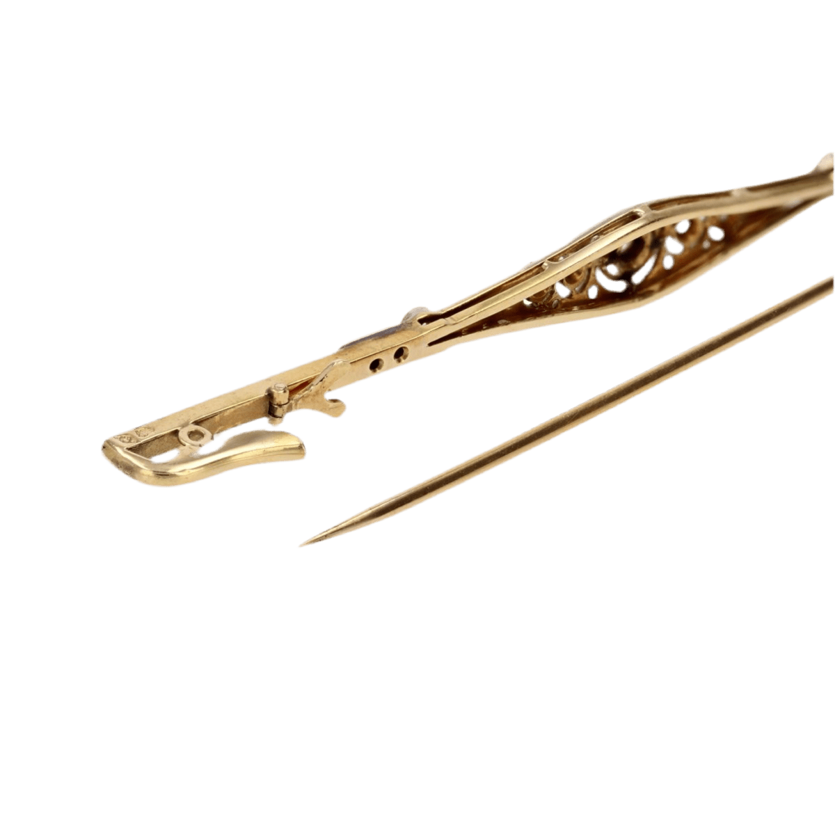 Broche Barrette en or jaune, platine et diamants - Castafiore