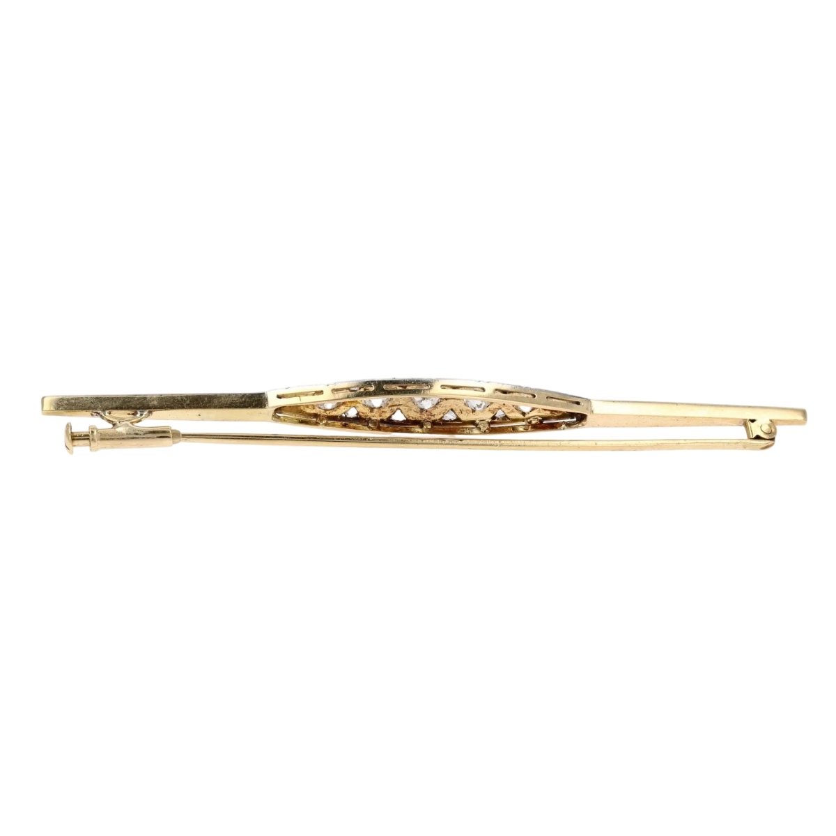 Broche Barrette en or jaune, platine et diamants - Castafiore