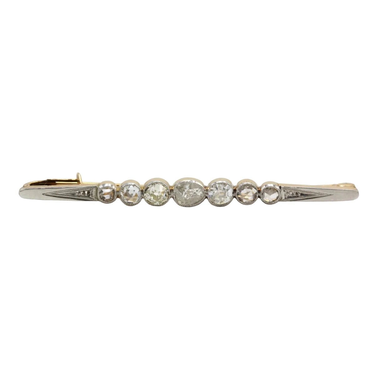 Broche Barrette en or jaune, platine et diamants - Castafiore